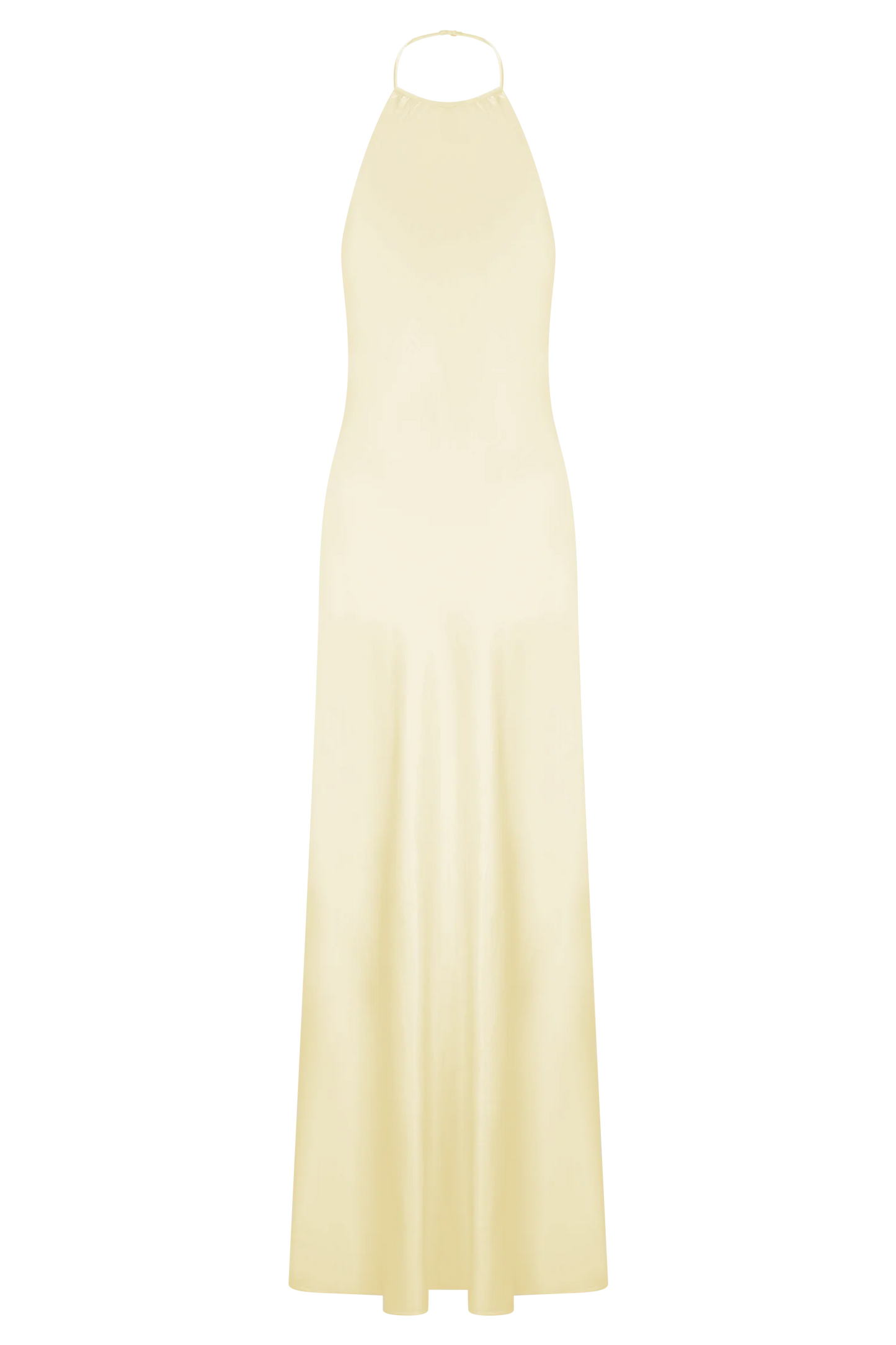Bella Satin Halter Maxi Dress Lemon