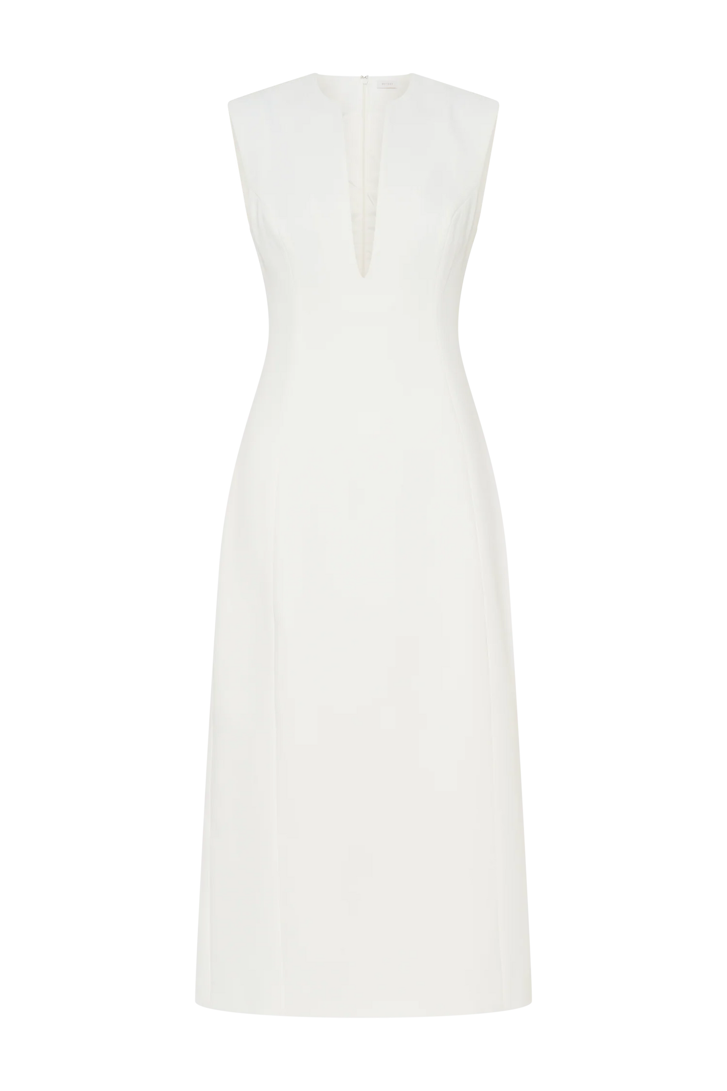 Audrine Suiting Sleeveless Midi Dress Ivory