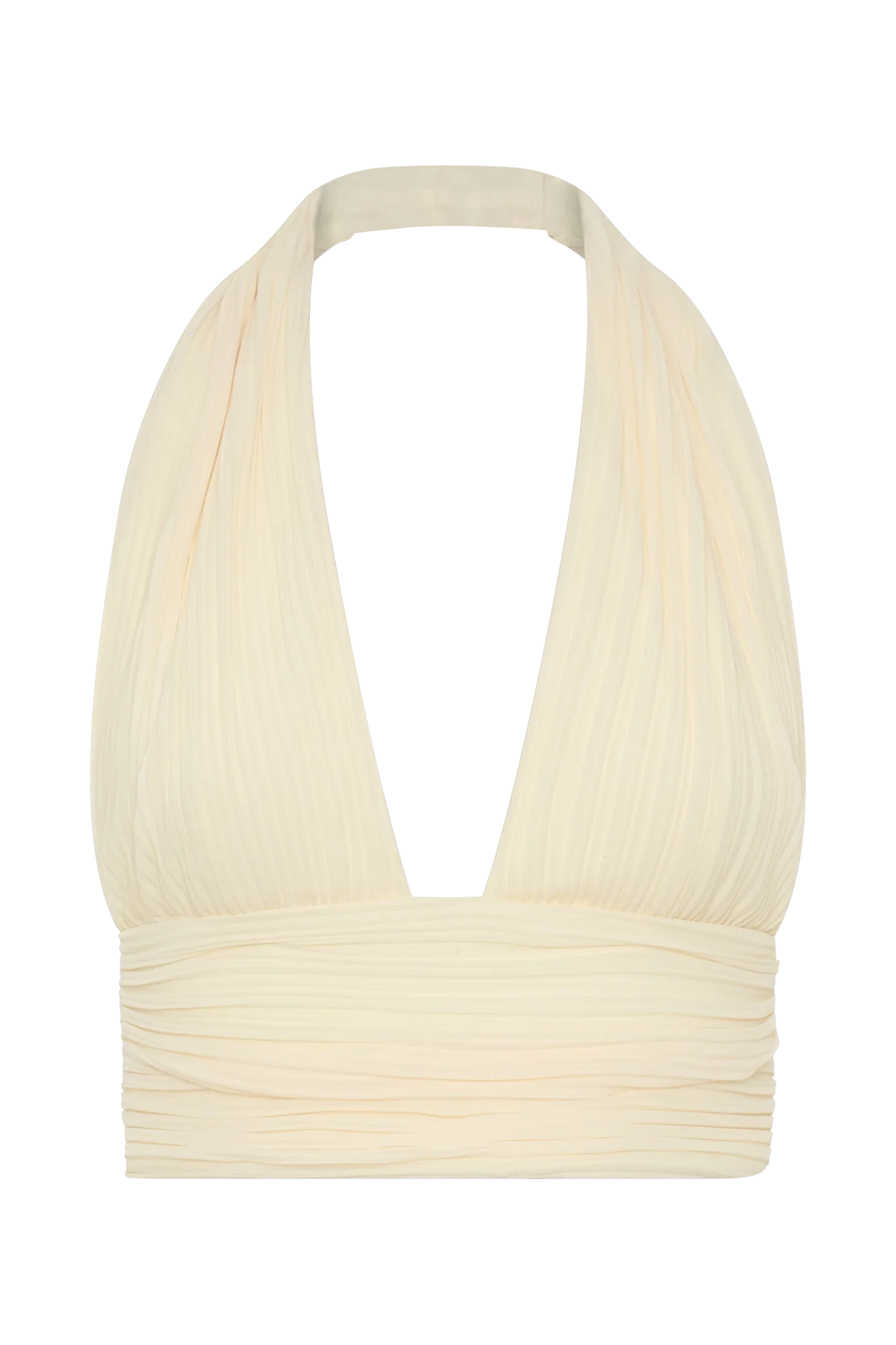 Amaris Sleeveless Plisse Halter Top Lemon