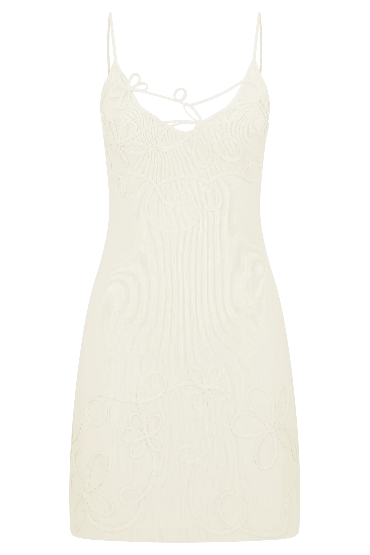 Brullo Embroidery Knit Mini Dress Ivory