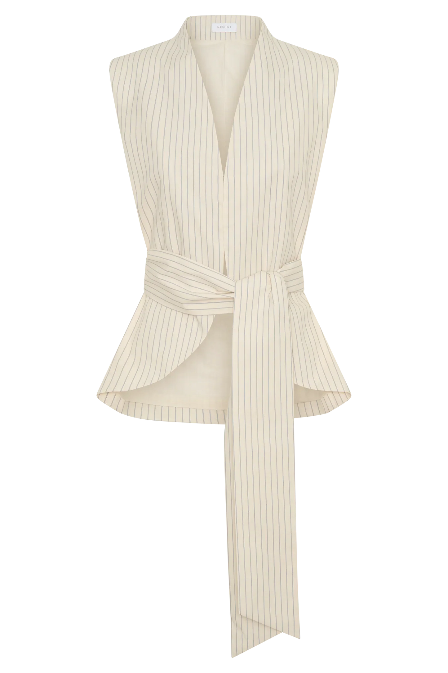 Alina Waist Tie Sleeveless Top Stripe