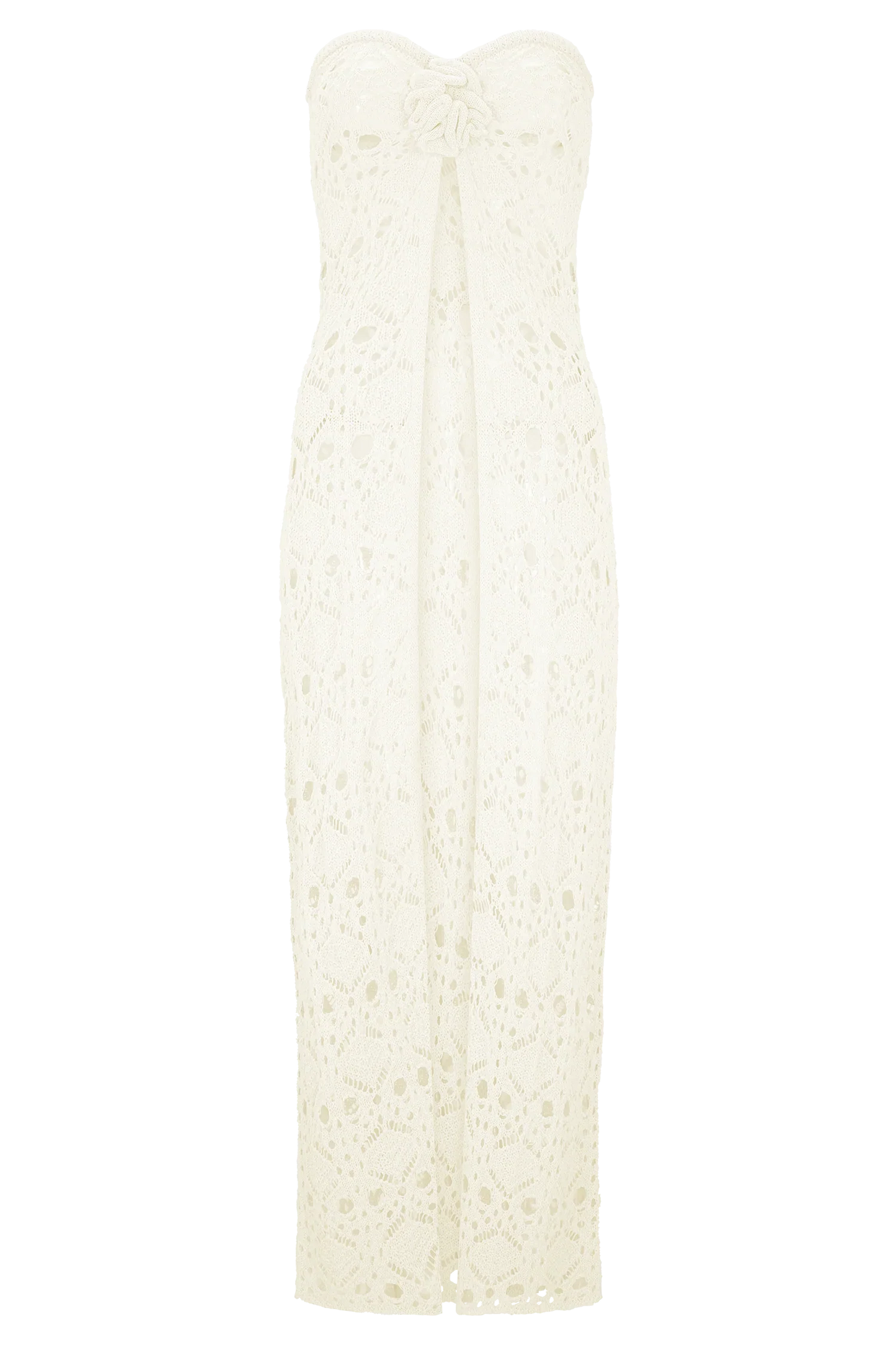 Aeline Strapless Crochet Knit Top Ivory