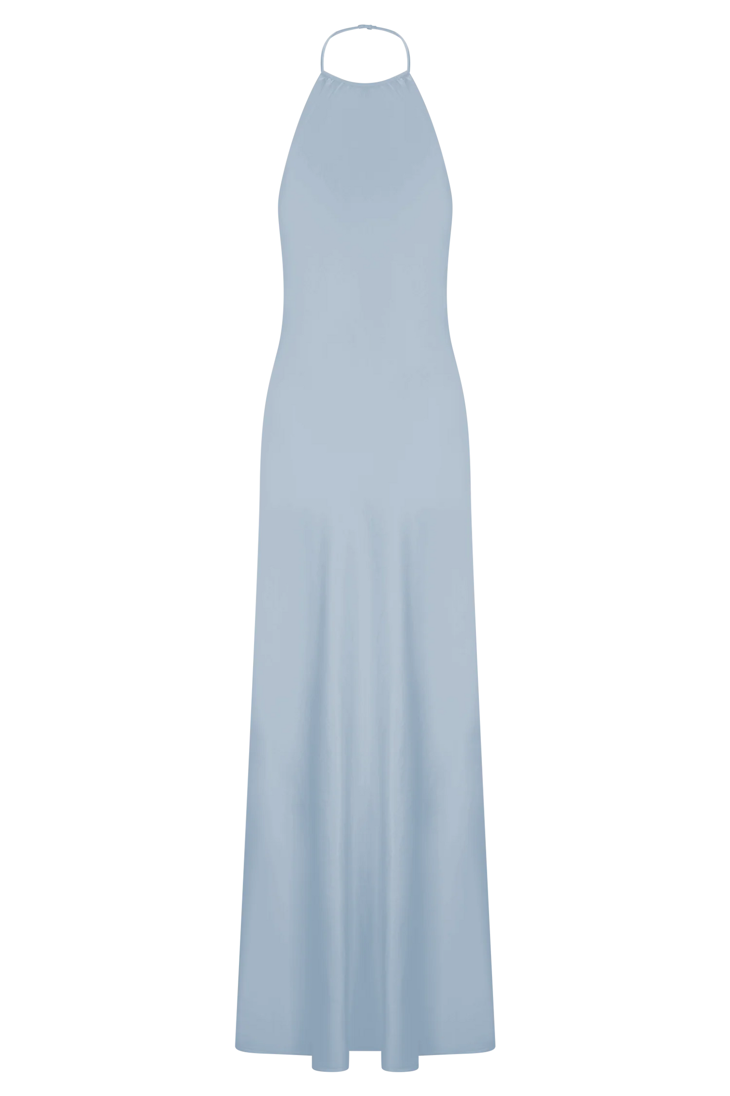 Bella Satin Halter Maxi Dress Frosted Blue