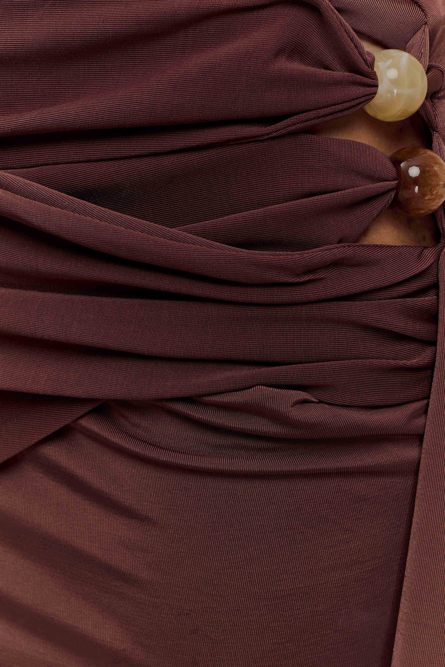 Alicent Slinky Beaded Mini Skirt Chocolate