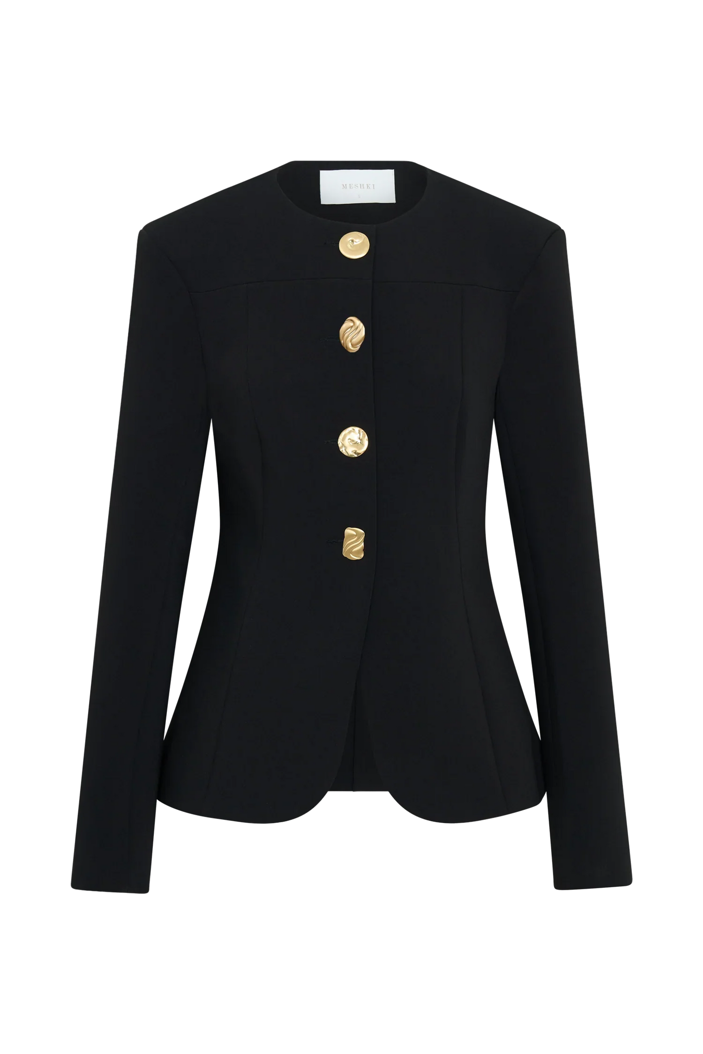 Asia Mixed Button Blazer Black
