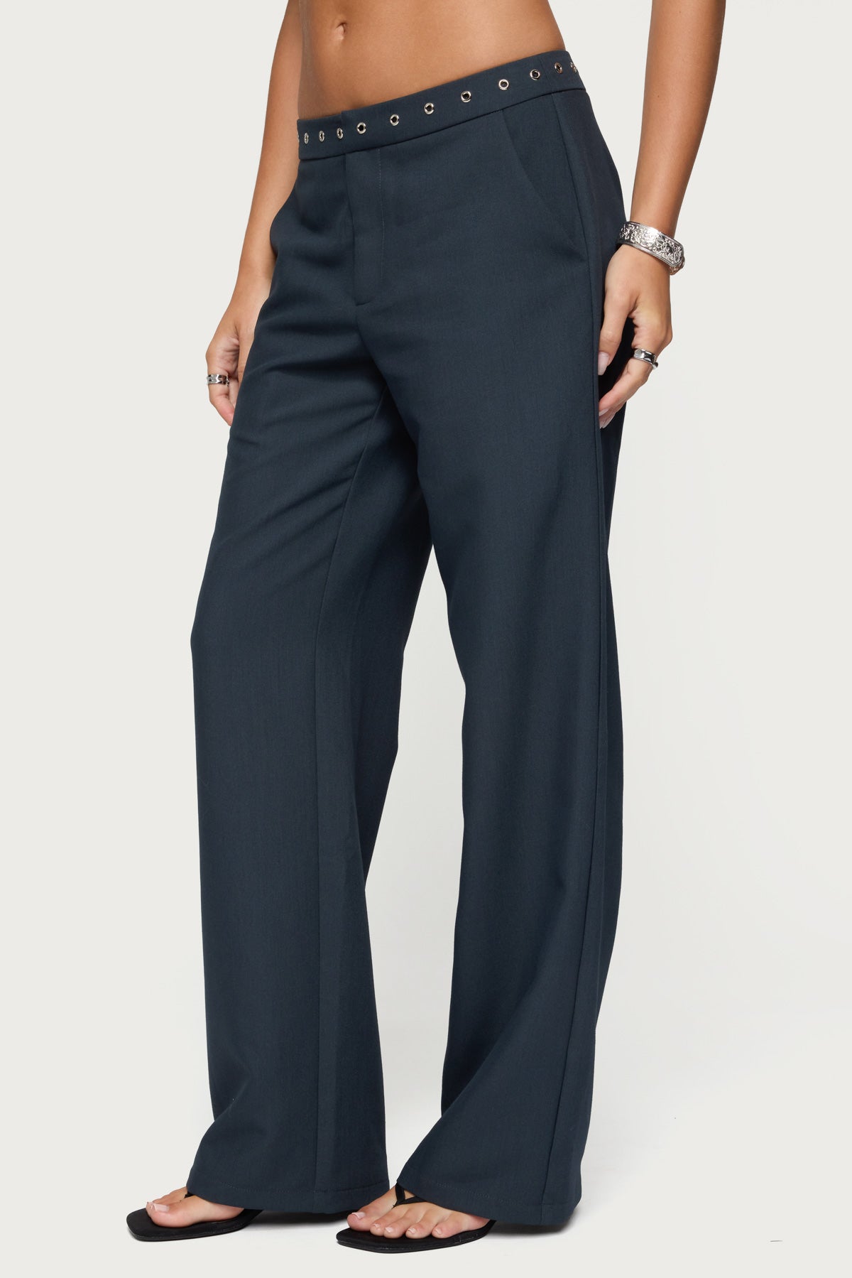 Ayve Eyelet Waist Straight Leg Pants