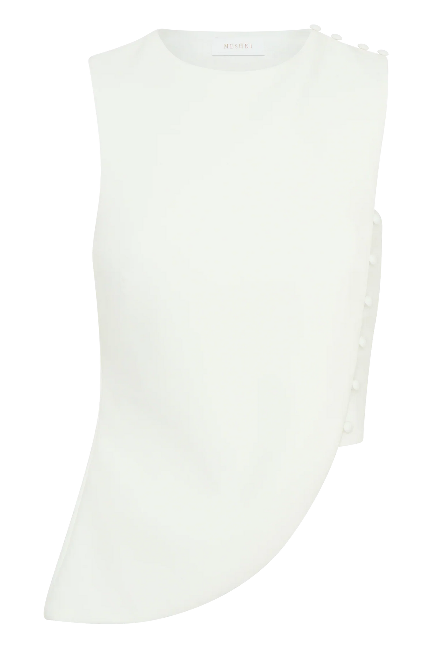 Astrid Asymmetric Sleeveless Suiting Top White