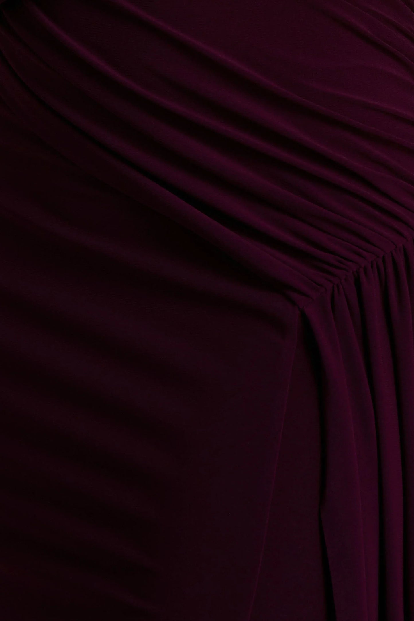 Aurelia Dark Plum High Neck Wrapped Maxi Dress With One Cape Sleeve