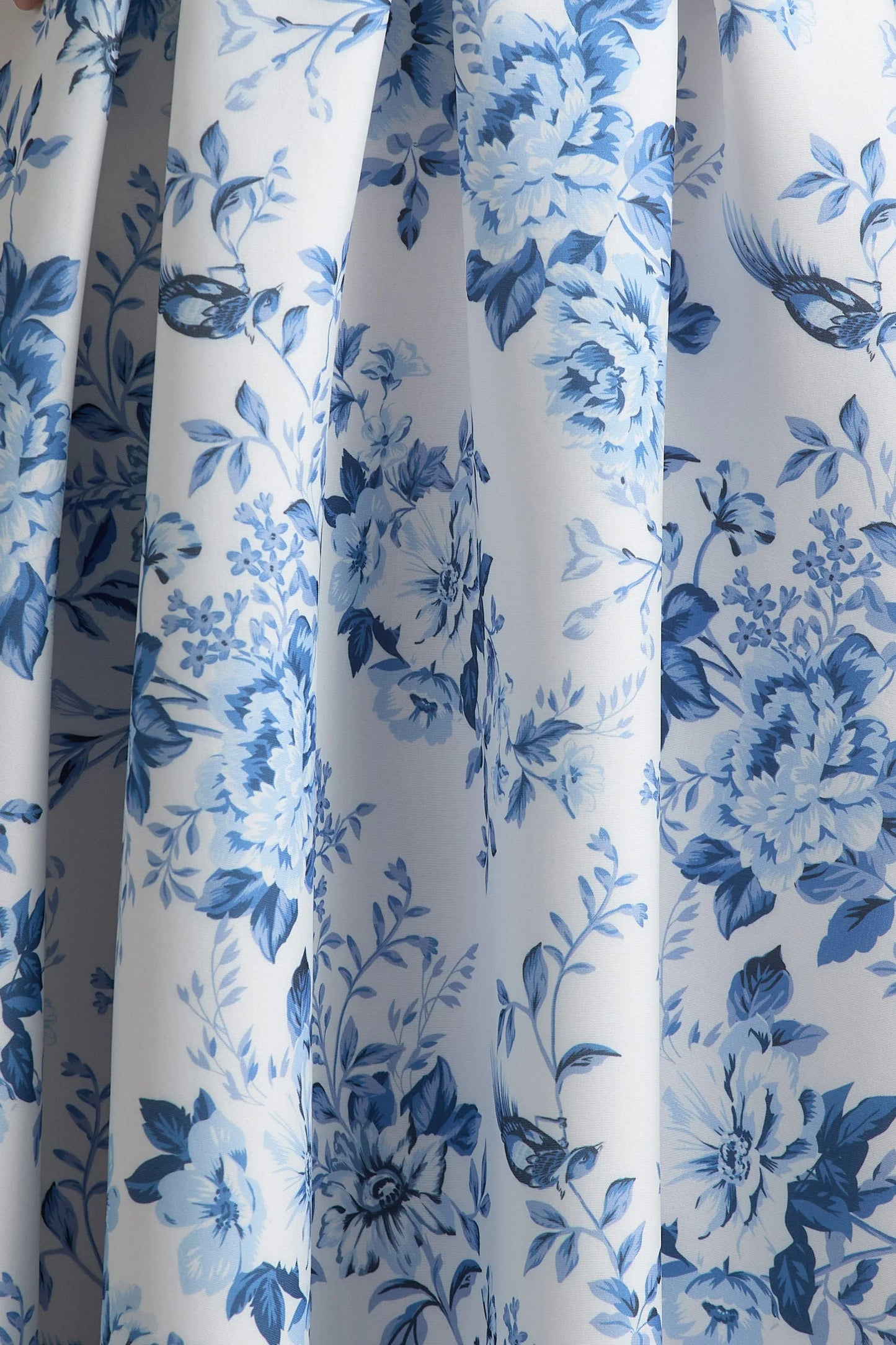 Alaina Blue Porcelain Print Bandeau Midi Dress With Volume Skirt