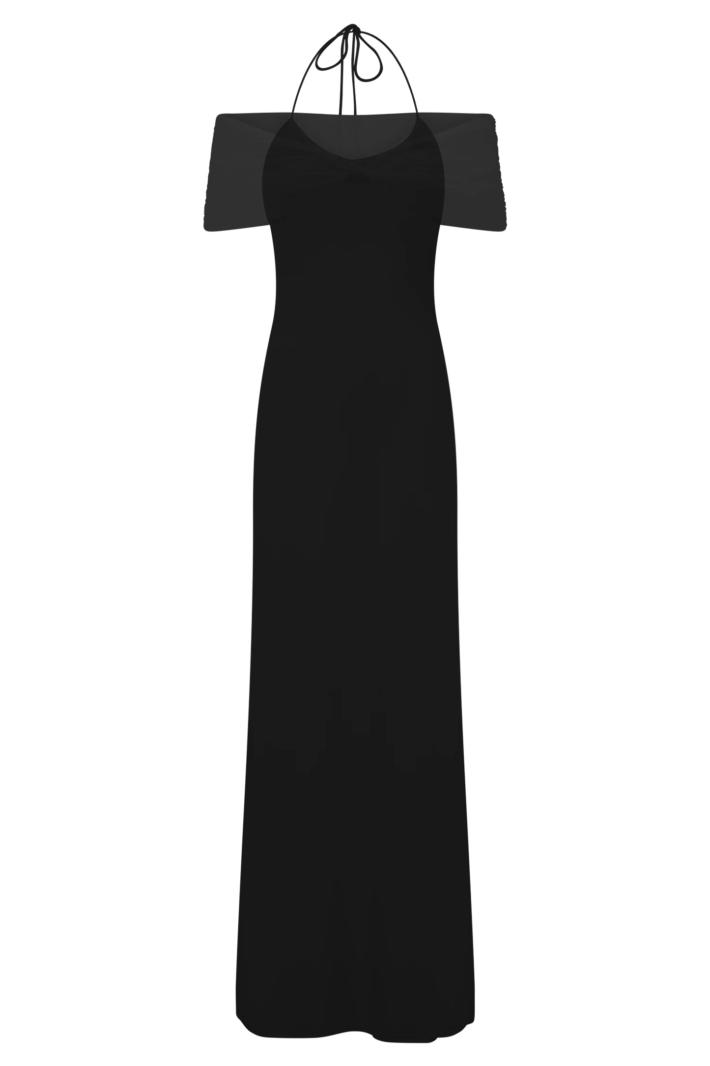 Bernadina Mesh And Slinky Halter Maxi Dress Black