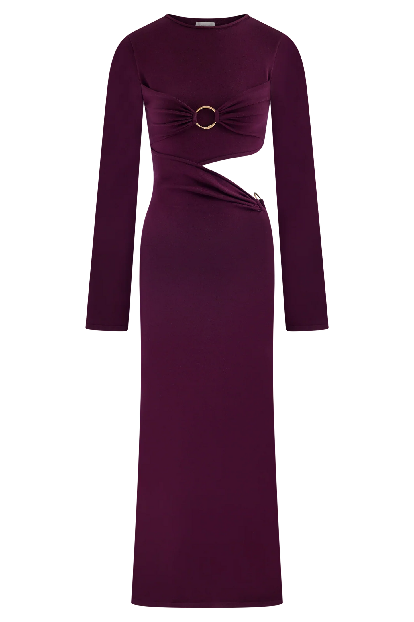Azariah Long Sleeve Knit Midi Dress Plum