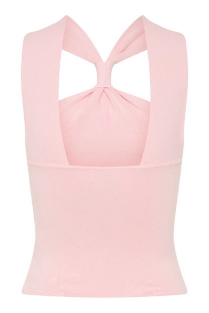 Angelika Twist Front Knit Top Baby Pink