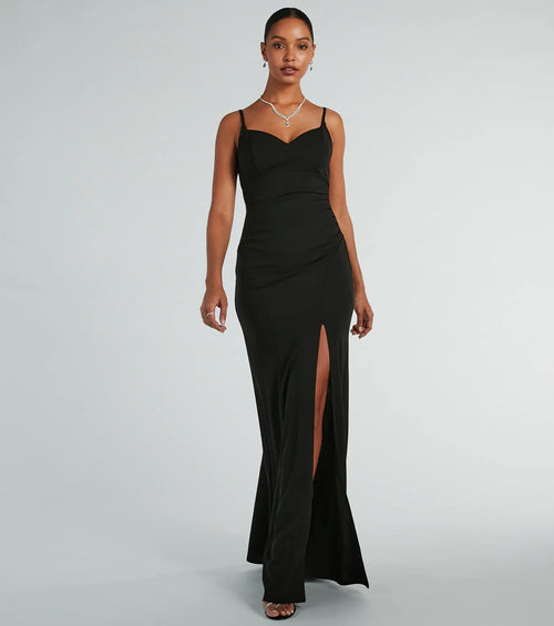 Hillary Sweetheart A-Line Crepe Formal Dress