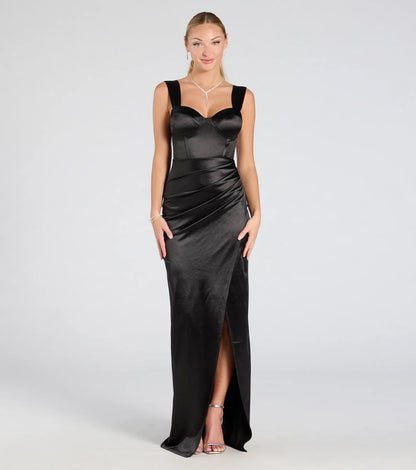 Lorelli Formal Satin Wrap Long Dress