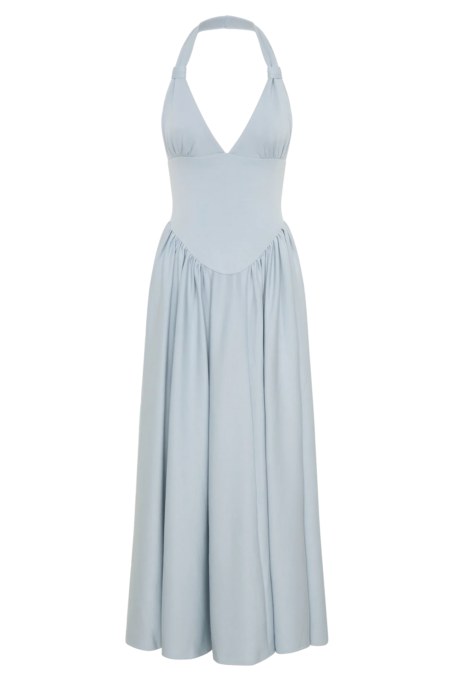 Angelina Scuba Halter Midi Dress Pale Blue