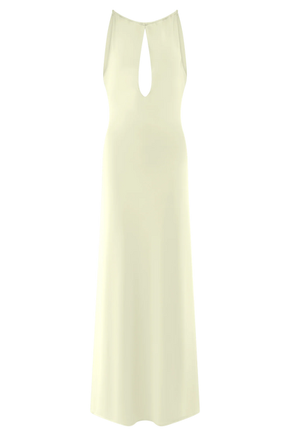 Beryl Slinky Maxi Dress With Pearls Ivory