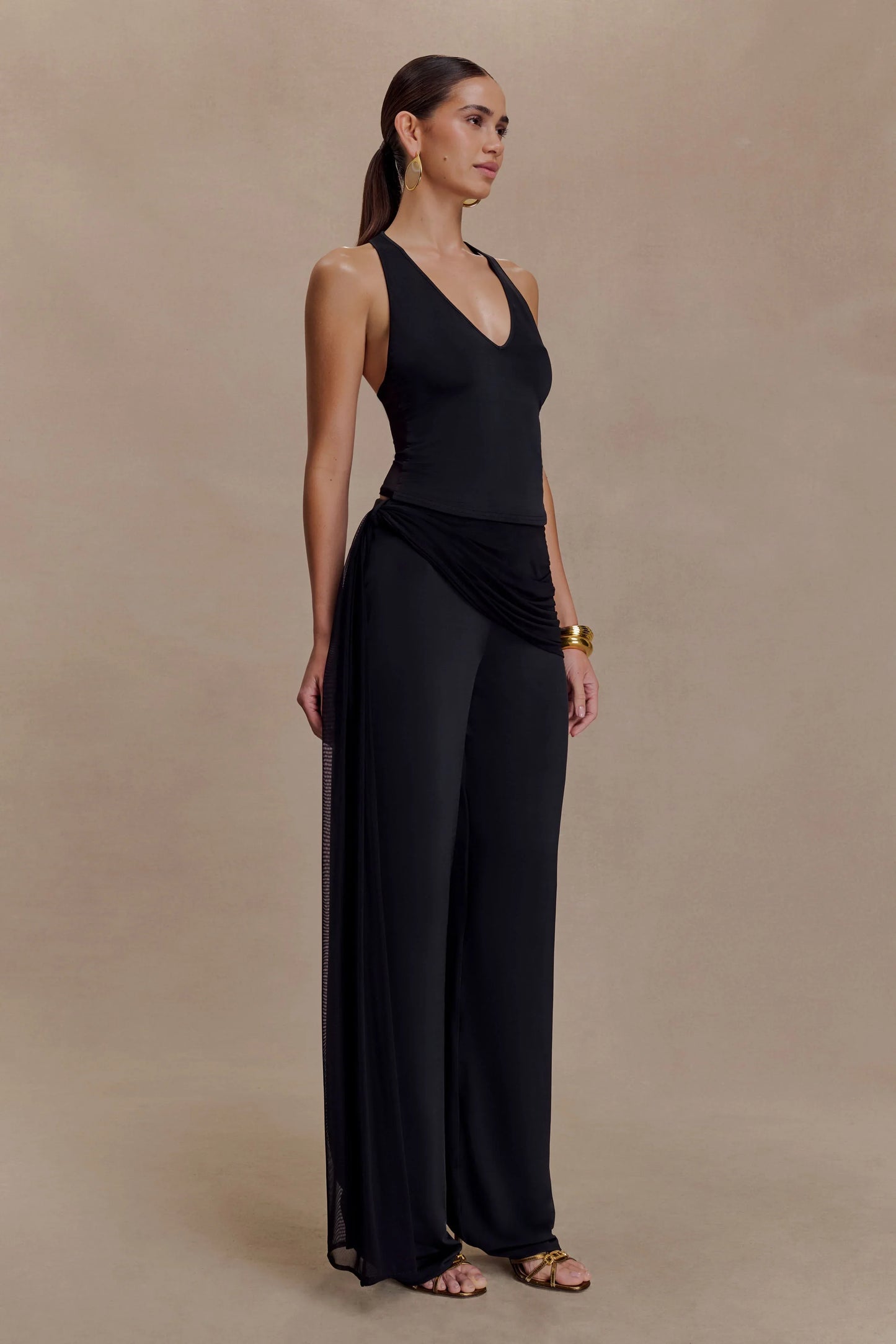 Aspyn Slinky And Mesh Top Black