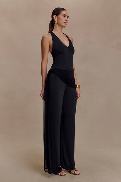Aspyn Slinky And Mesh Top Black