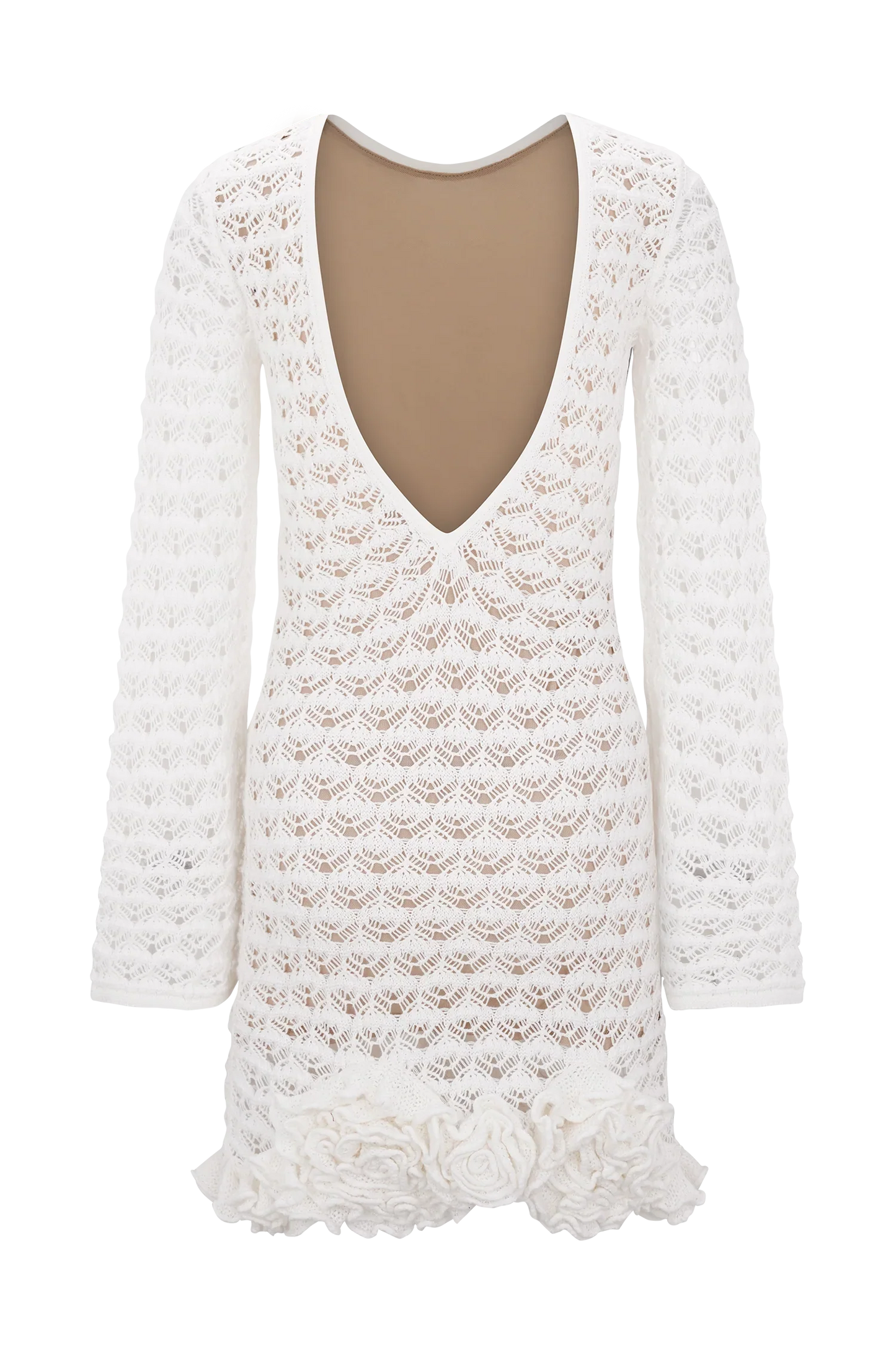 Aileen Ruffle Crochet Mini Dress Ivory