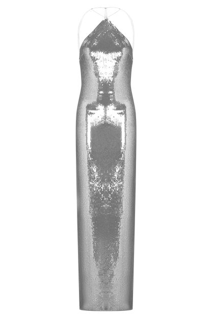 Baldwin Sequin Cut Out Maxi Dress Silver