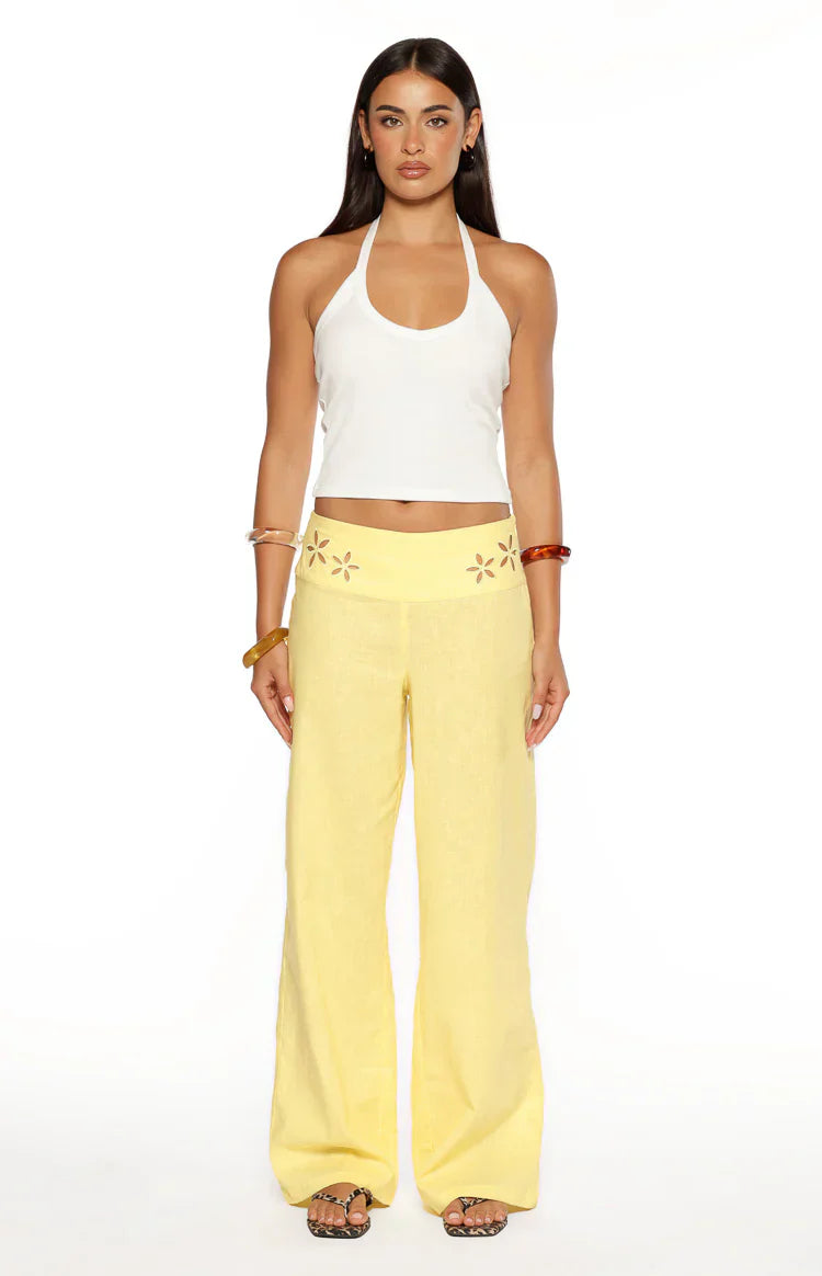 Alamara Yellow Floral Detail Wide Leg Pants - PRE ORDER