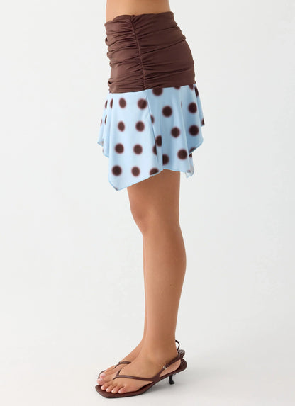 Being With You Mini Skirt Blue Mocha Dot