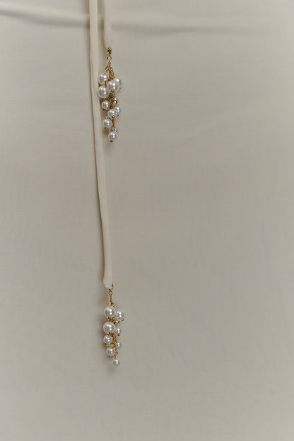 Beryl Slinky Maxi Dress With Pearls Ivory