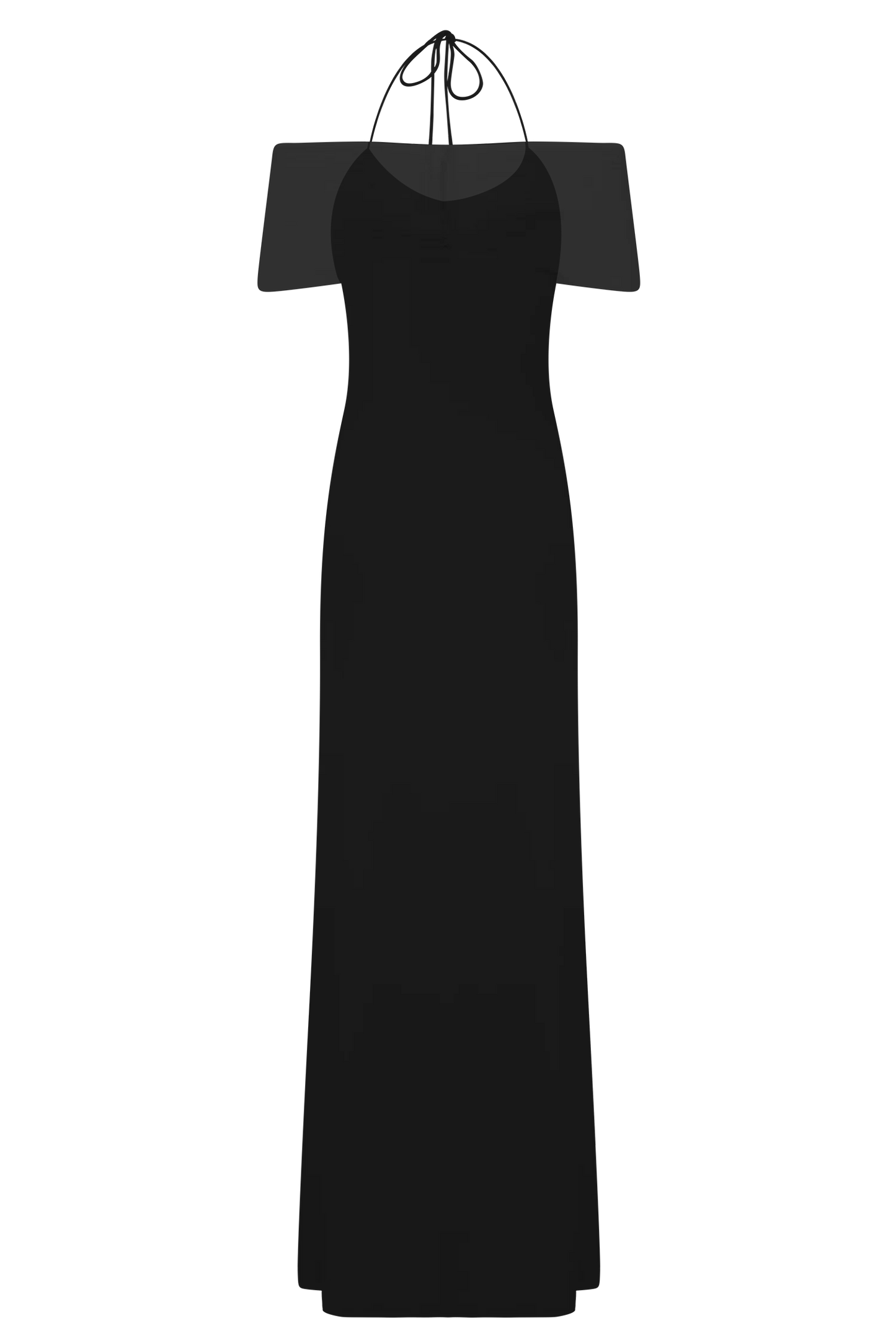 Bernadina Mesh And Slinky Halter Maxi Dress Black