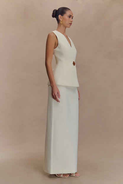 Angelie Suiting Maxi Skirt Ivory