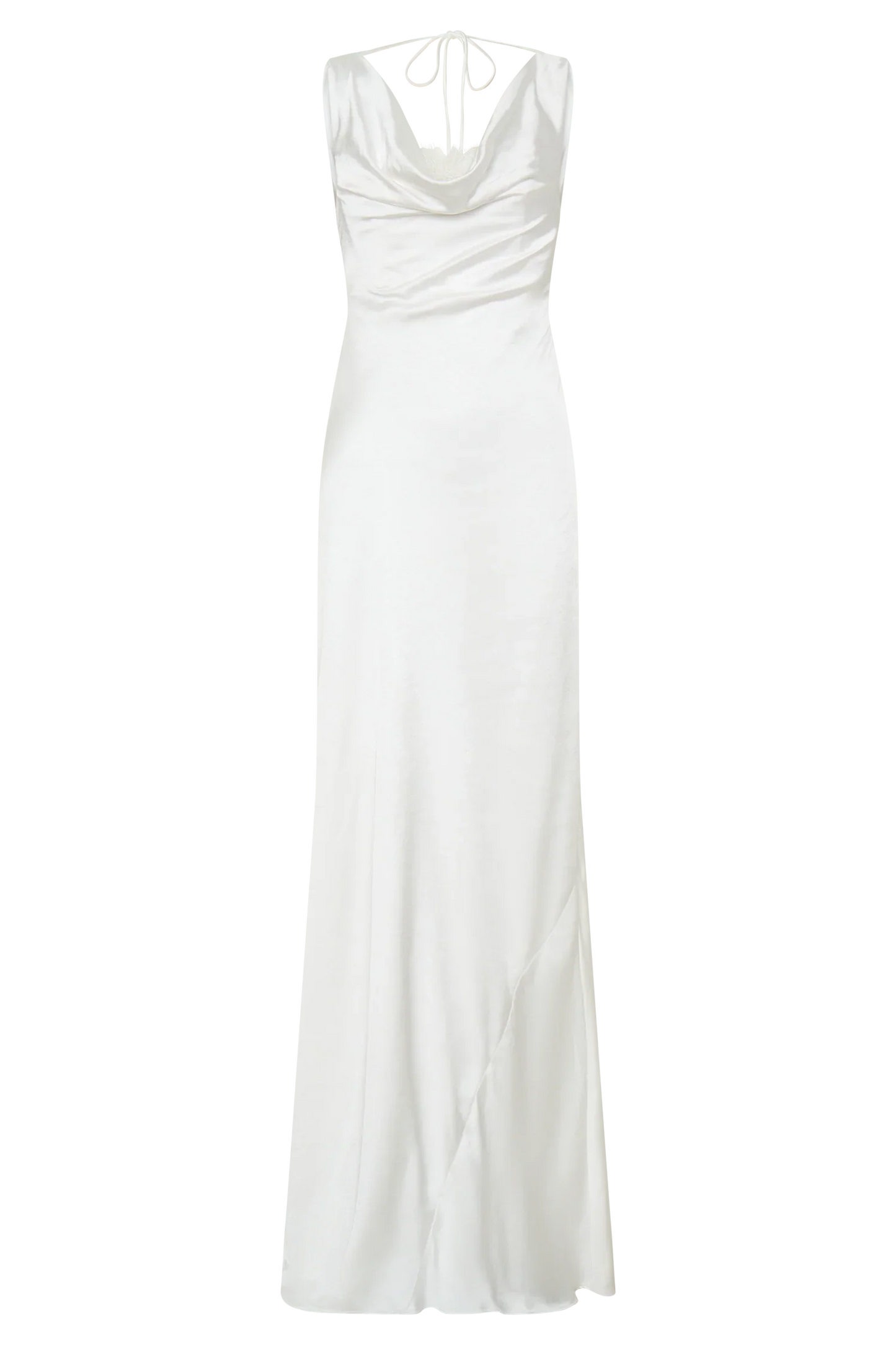 Ashley Cowl Neck Lace And Satin Maxi Dress Ivory