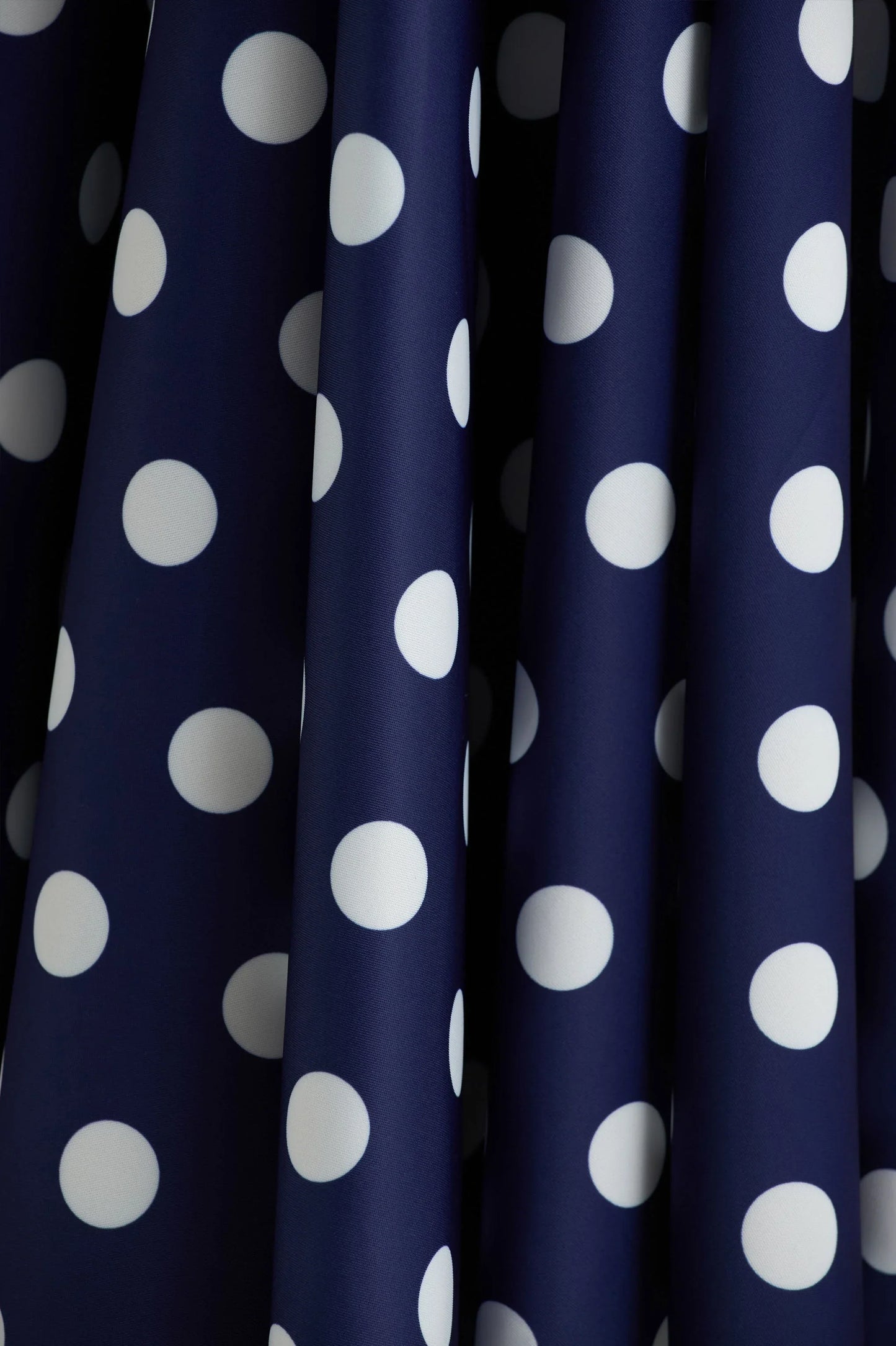 Berta Navy And White Polka Dot Square Neck Midi Dress