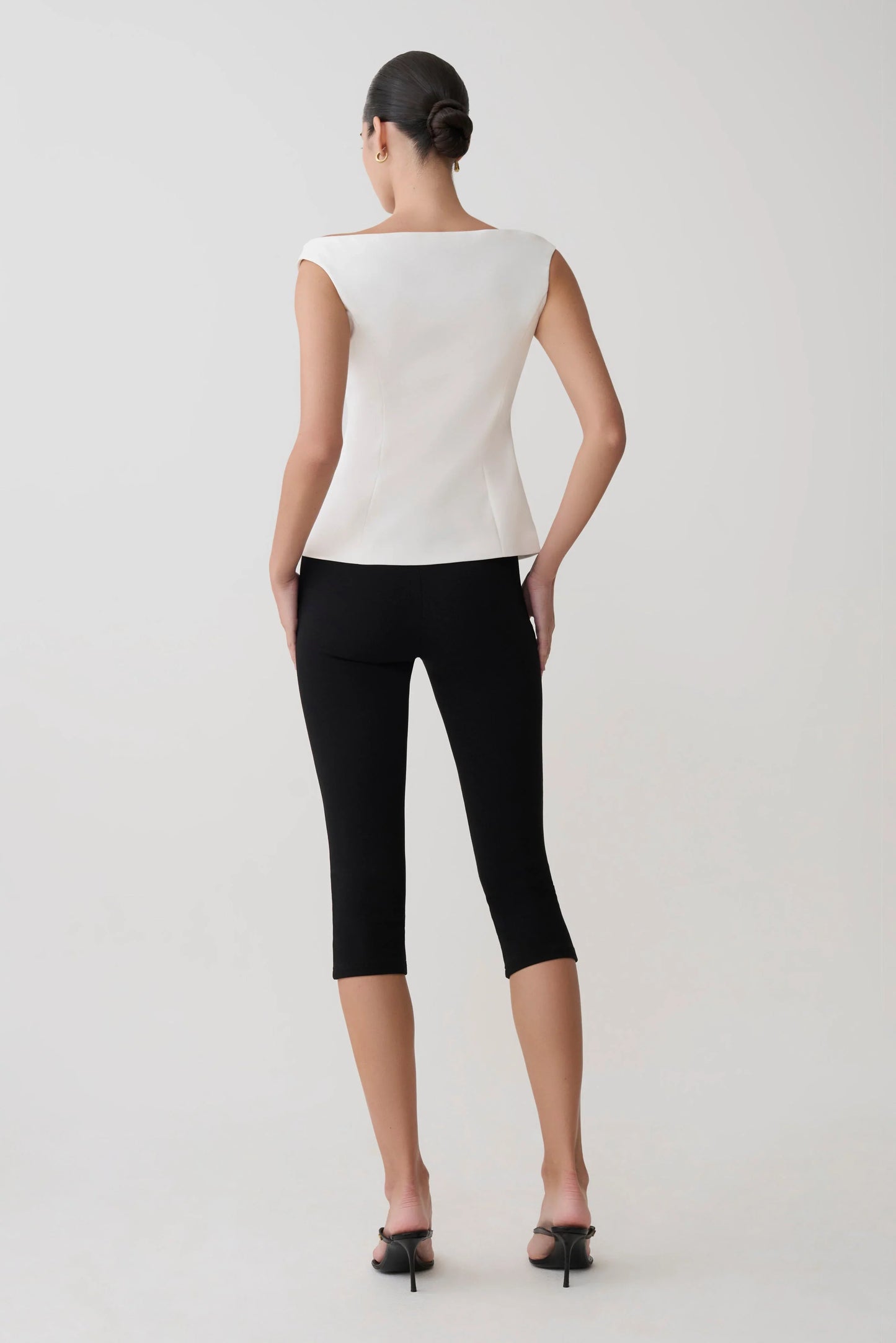 Billie Off Shoulder Sleeveless Button Top White