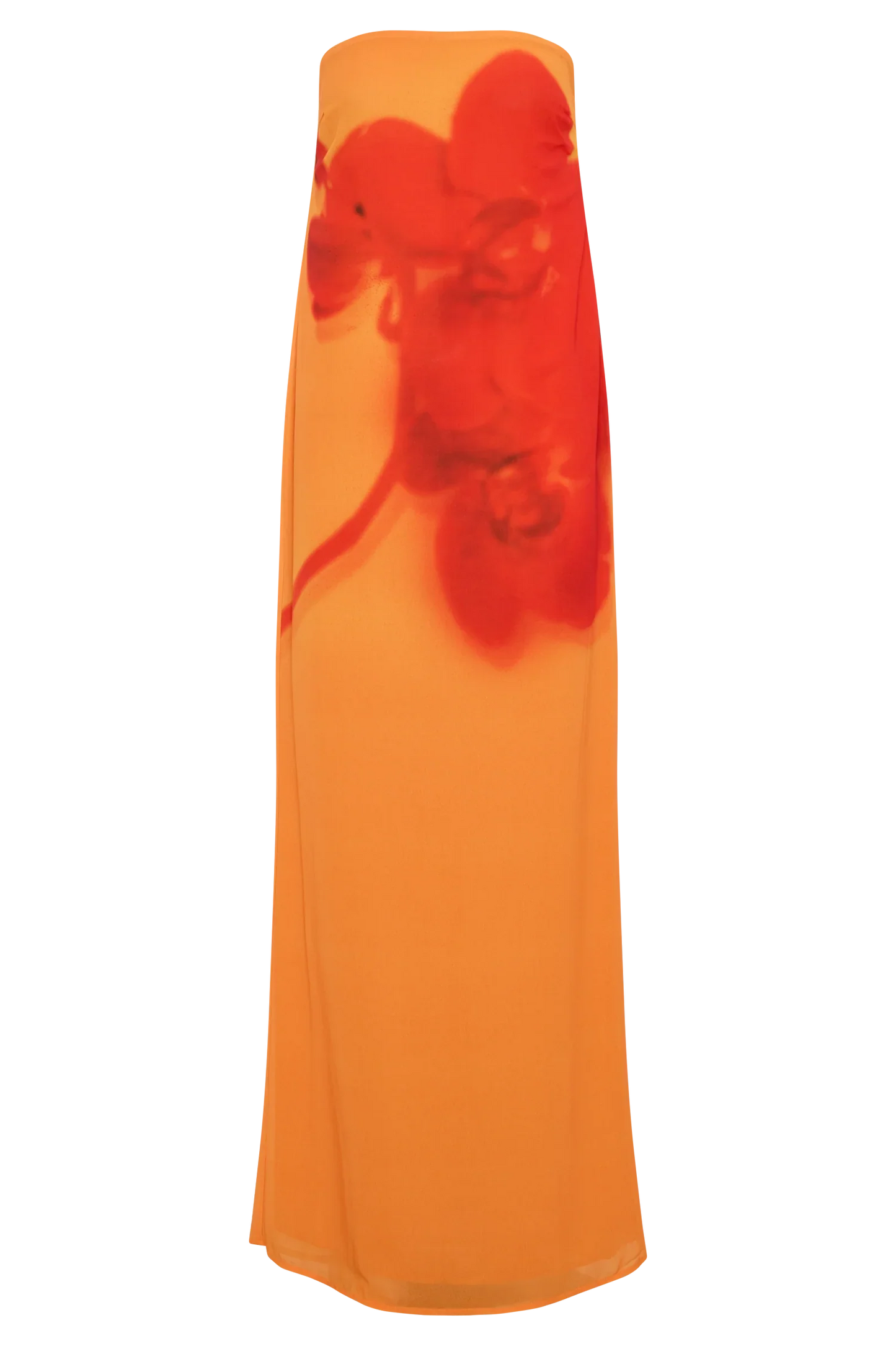Amaya Strapless Chiffon Maxi Dress Koi Orchid Print