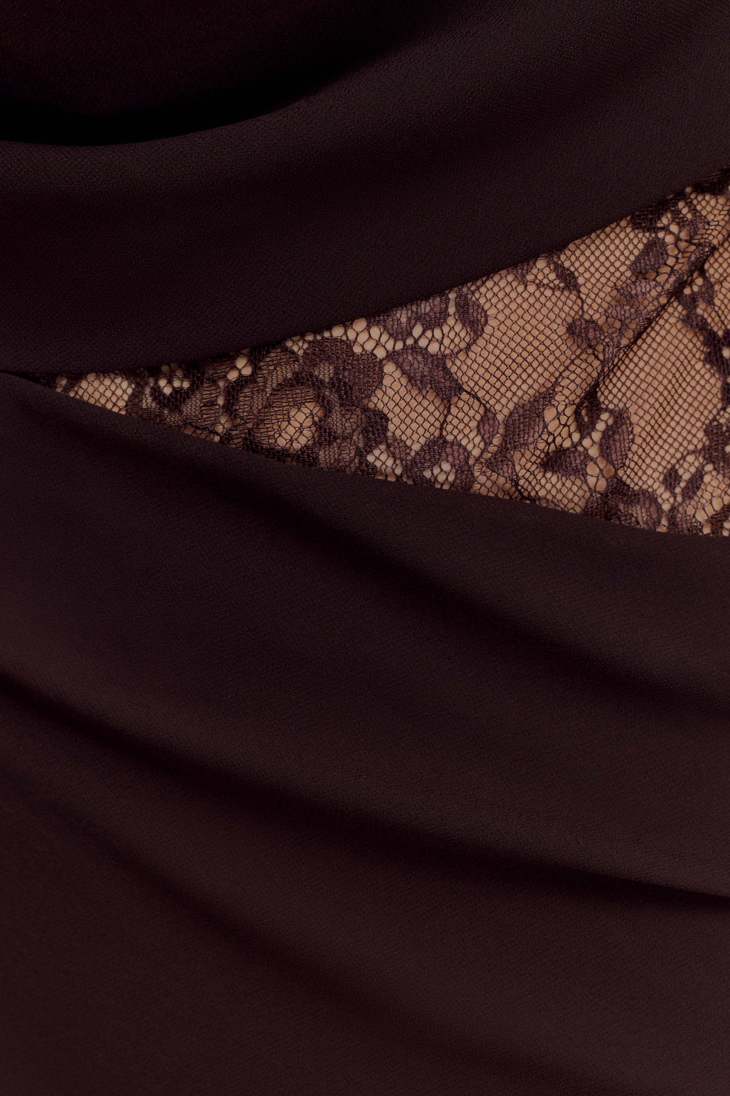 Arra Chiffon And Lace Halter Maxi Dress Cacao Brown