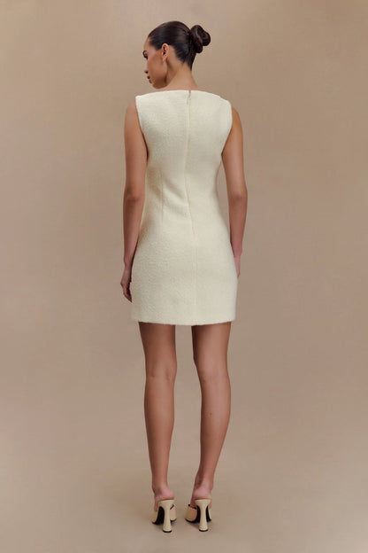 Angela Textured Boucle Mini Dress Ivory