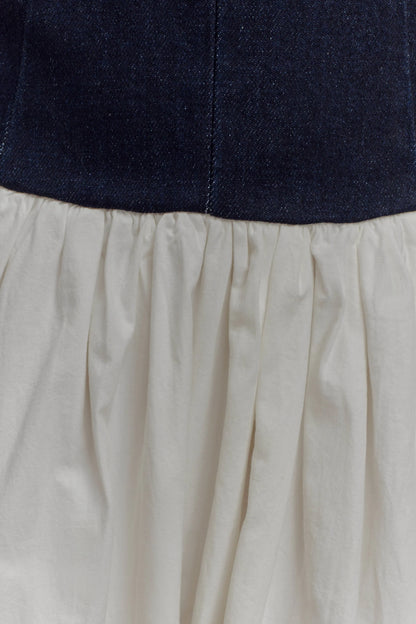 Ashwin Denim Cotton Midi Dress Indigo Blue