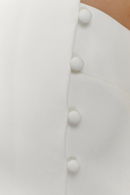 Astrid Asymmetric Sleeveless Suiting Top White