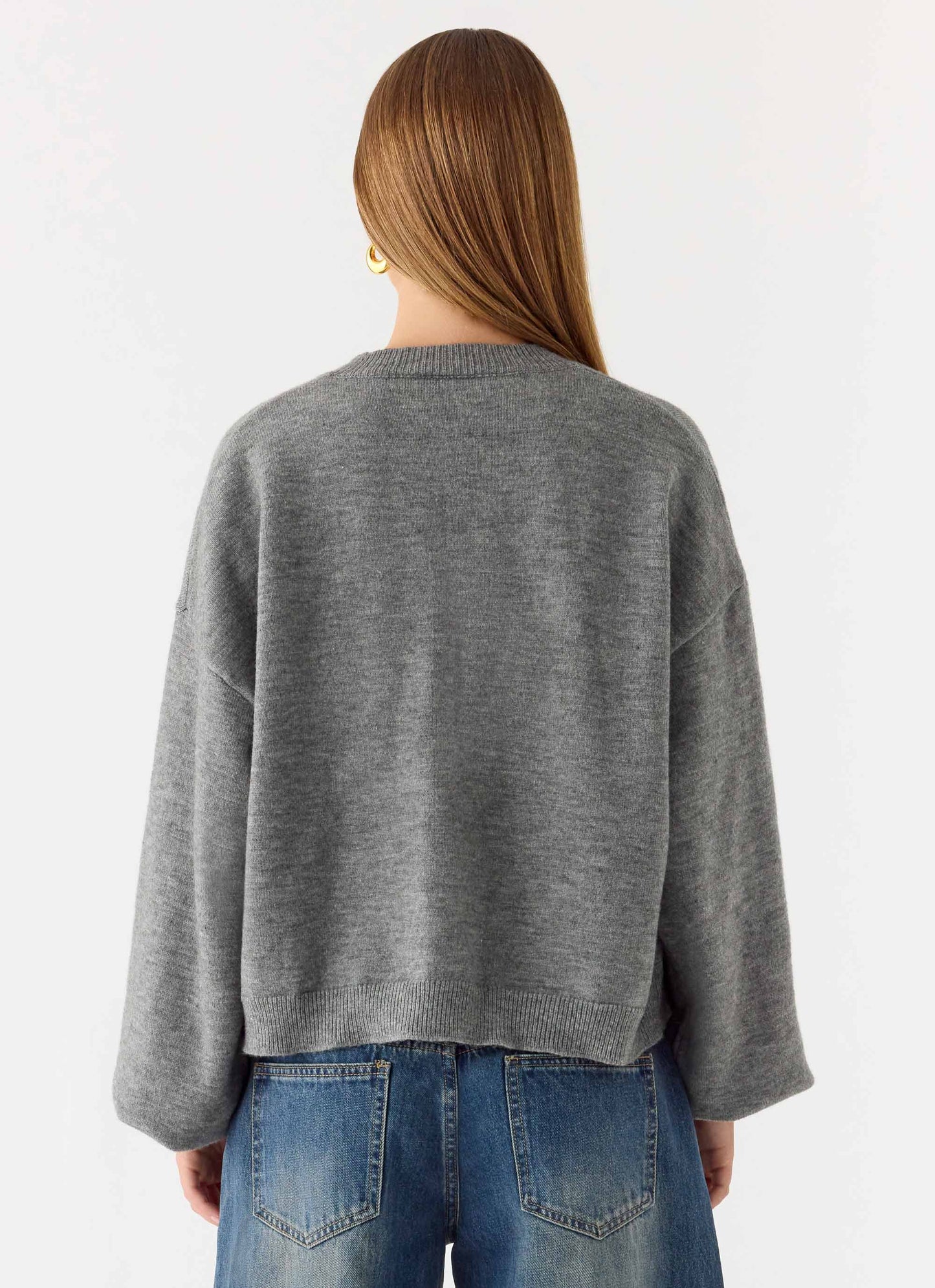 Annie One Button Cardigan Marle Grey