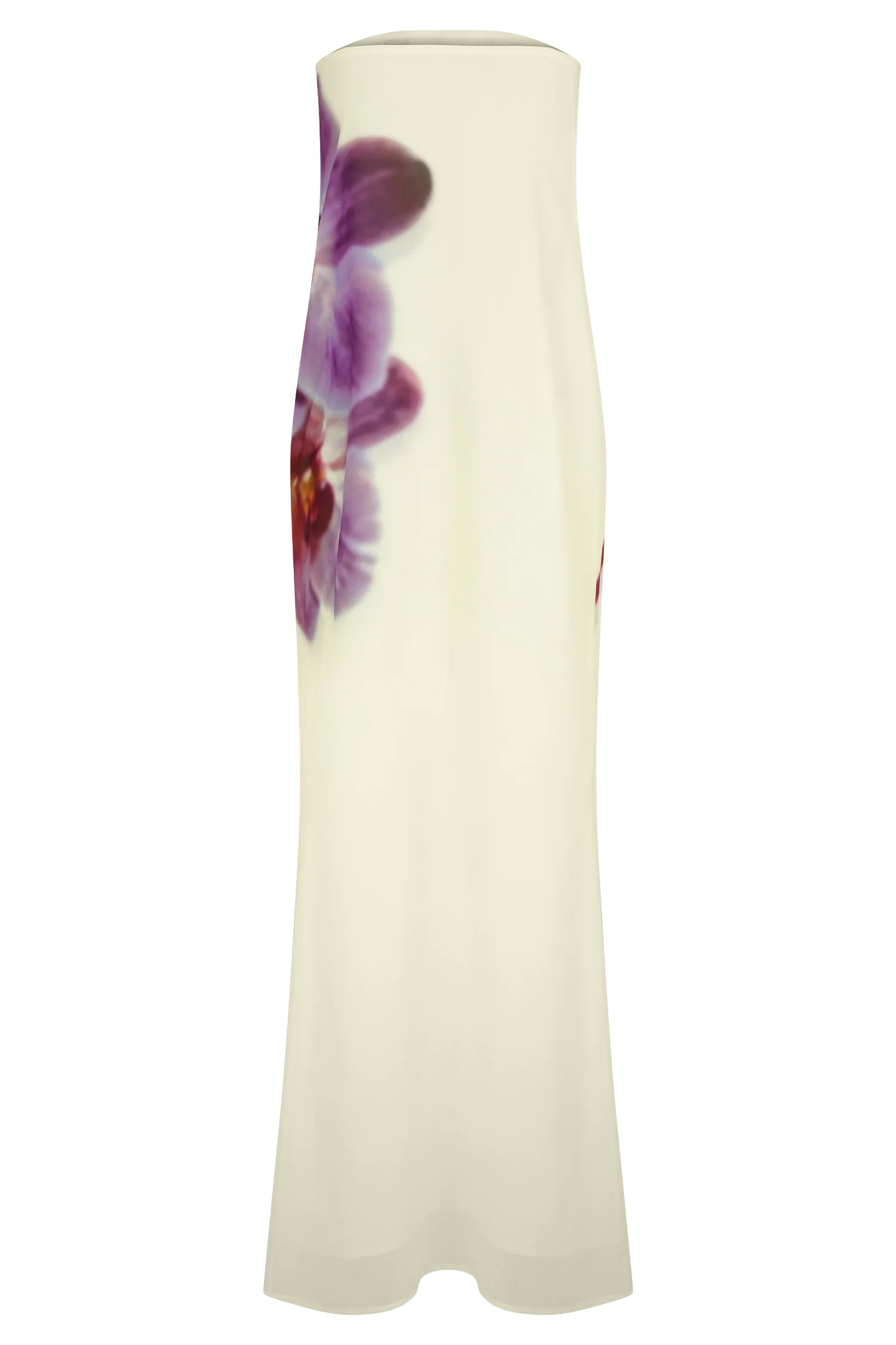 Amaya Strapless Chiffon Maxi Dress Ivory Koi Orchid Print