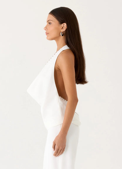 Ashika Studded Top - White