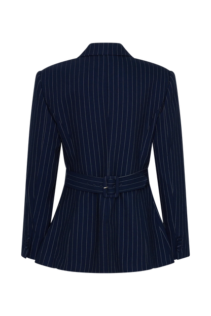 Bellamy Cinched Blazer Navy Pinstripe