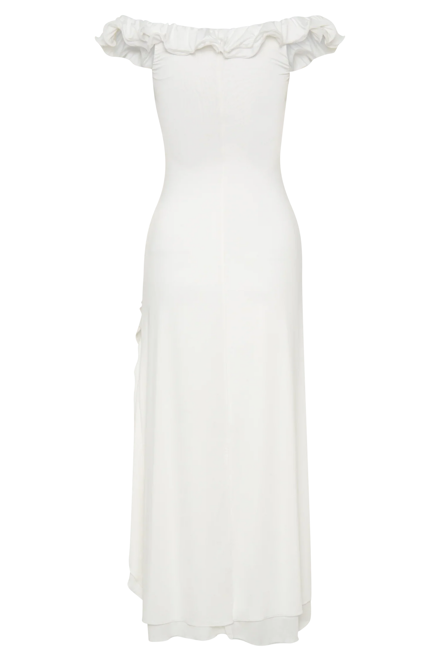 Allegra Off Shoulder Ruffle Midi Dress Ivory