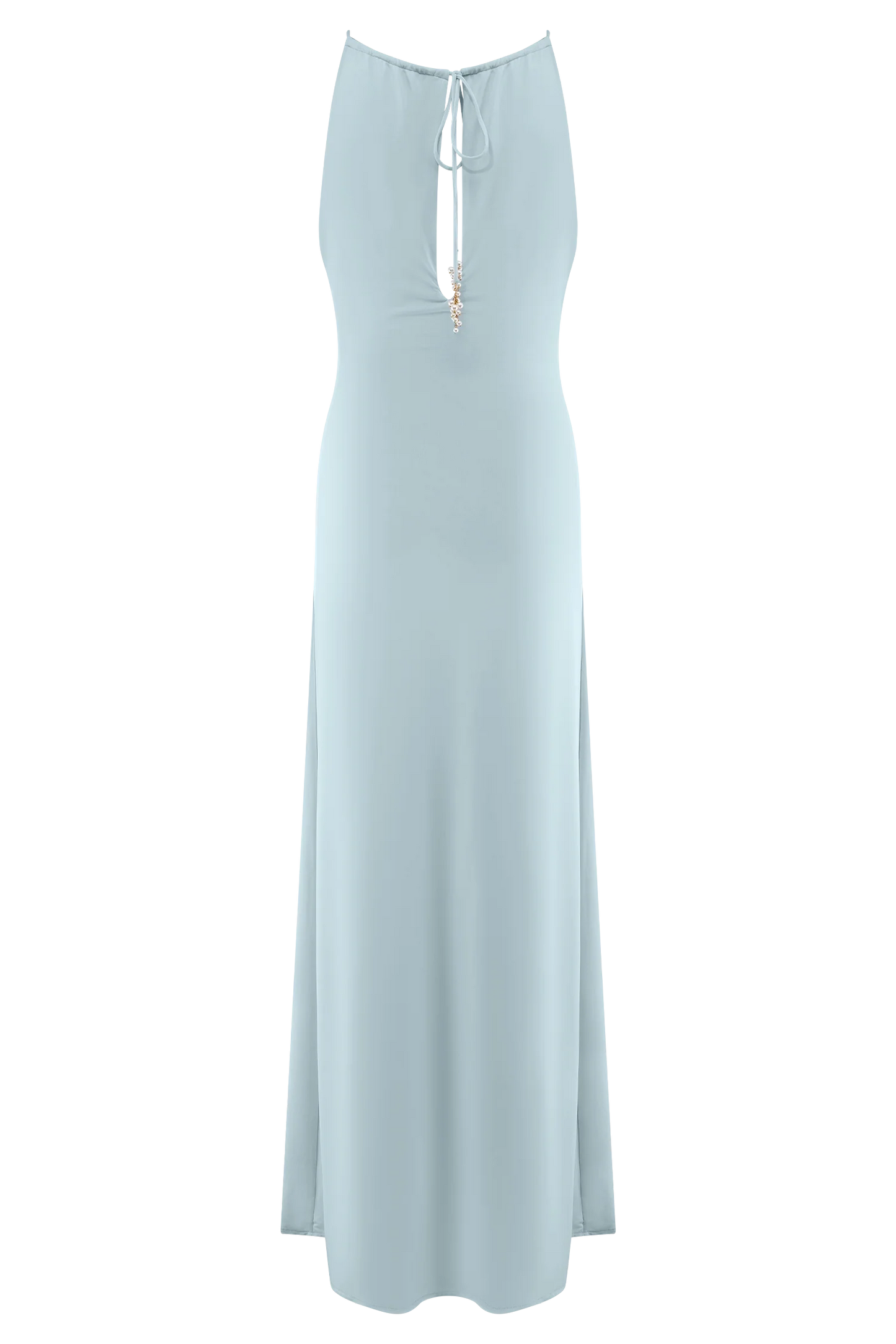 Beryl Slinky Maxi Dress With Pearls Pale Blue