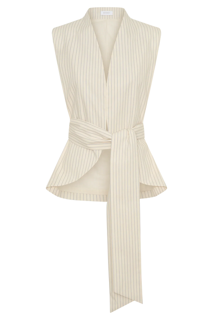 Alina Waist Tie Sleeveless Top Stripe