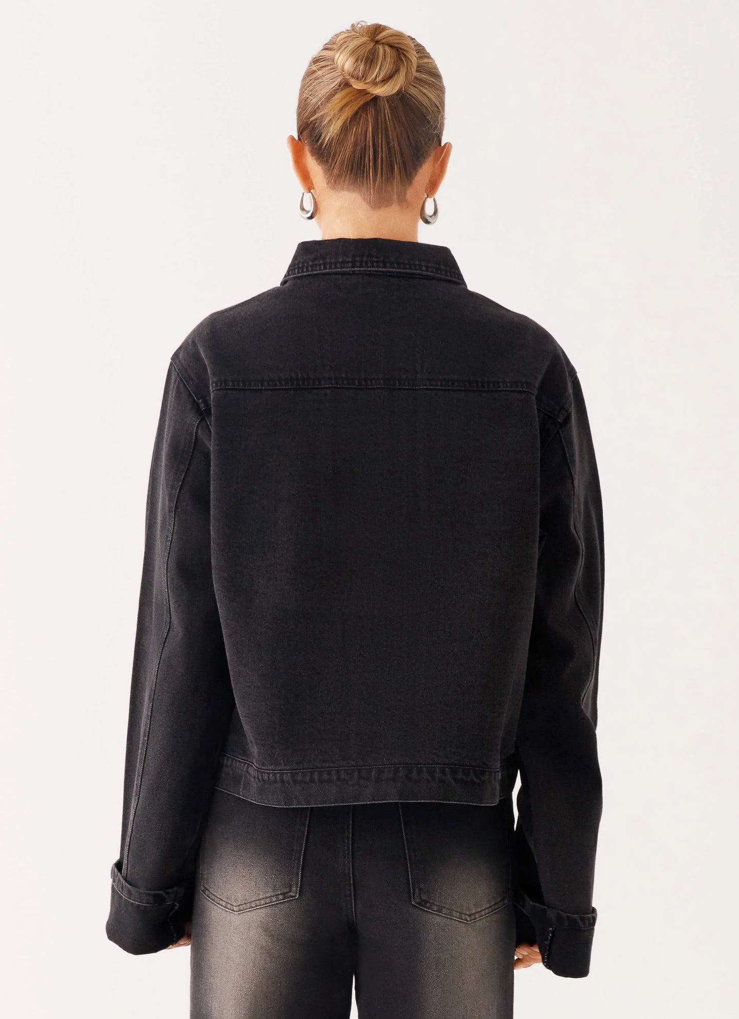 Back Again Oversized Denim Jacket Charcoal Wash