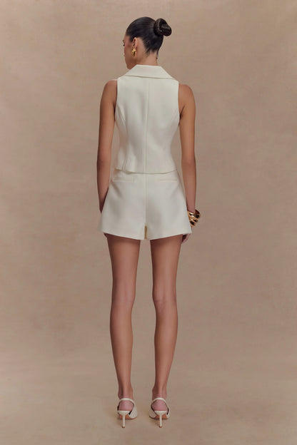 Alix Mixed Button Vest Ivory