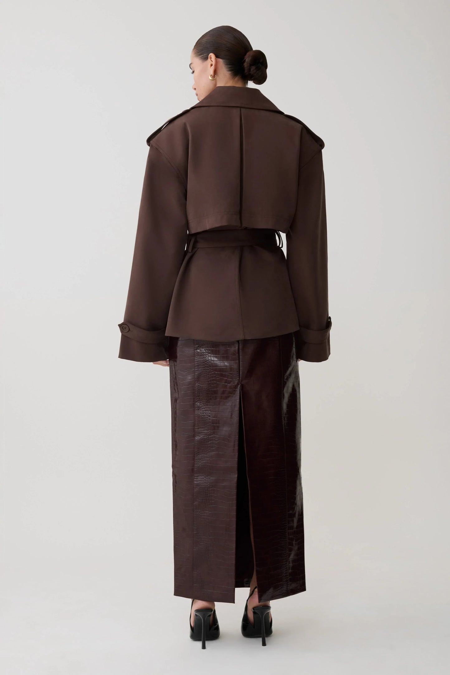 Alden Short Trench Jacket Chocolate