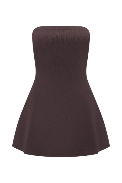 Anette Bandage Knit Strapless Top Chocolate