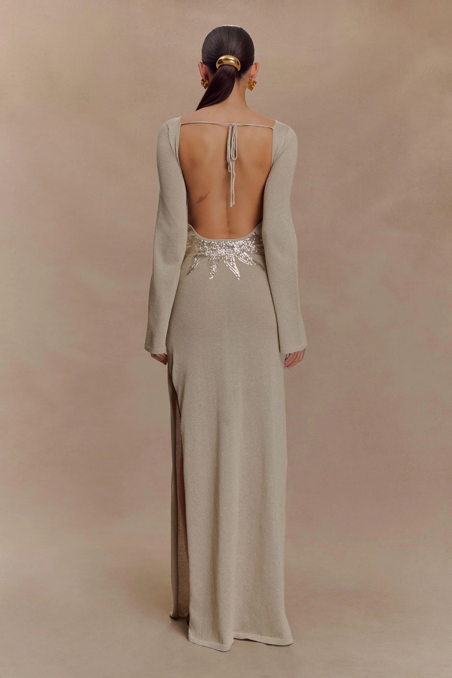 Atticus Knit Maxi Dress With Sequin Gold