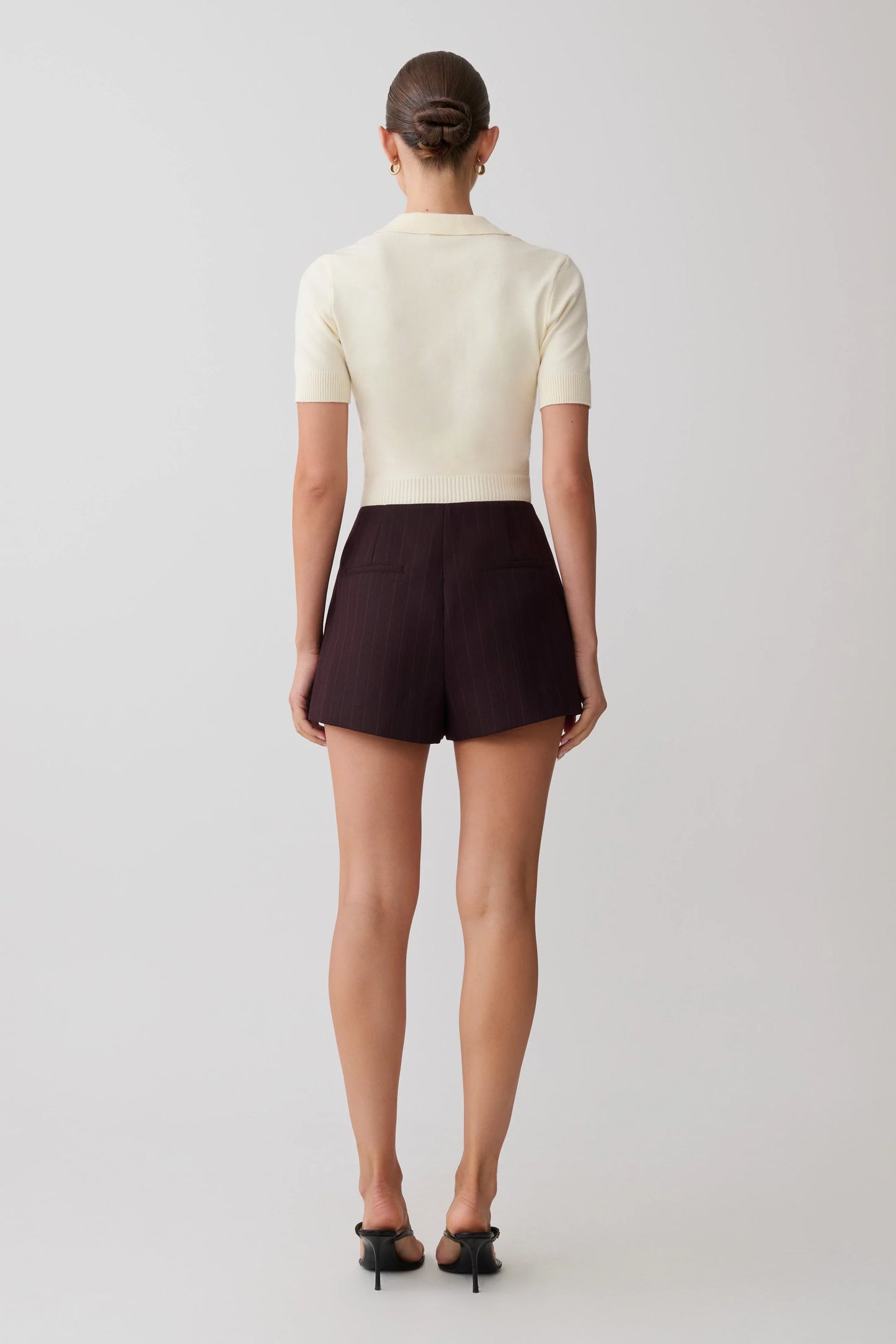 Agatha Suiting Shorts Plum Pinstripe